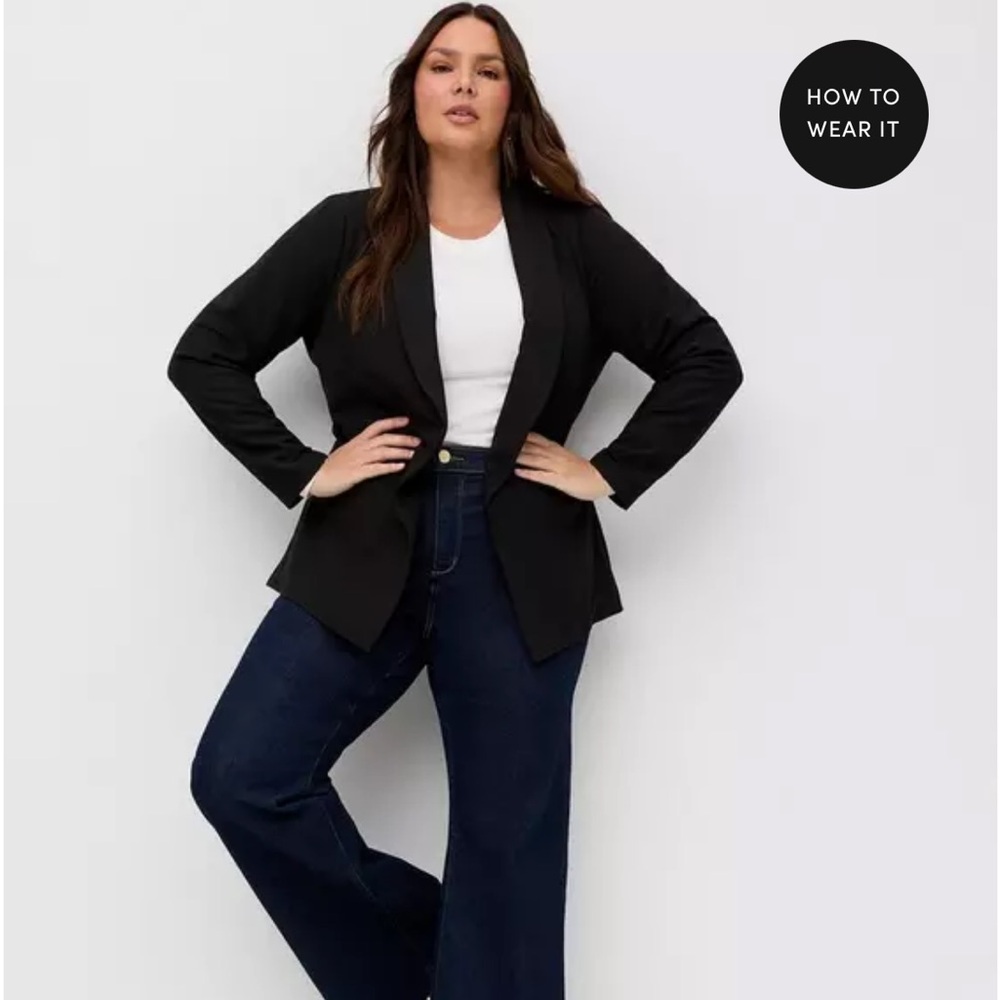 Torrid Womens Black Studio Classic Shawl Collar Blazer Career Size 1X